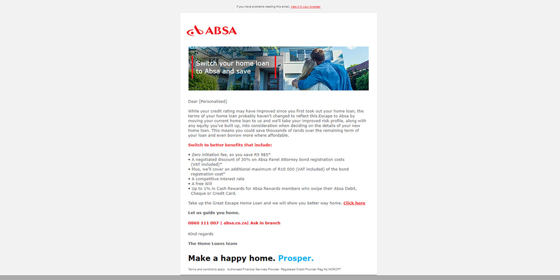 Absa Mailers - Set 1 | The Great Escape