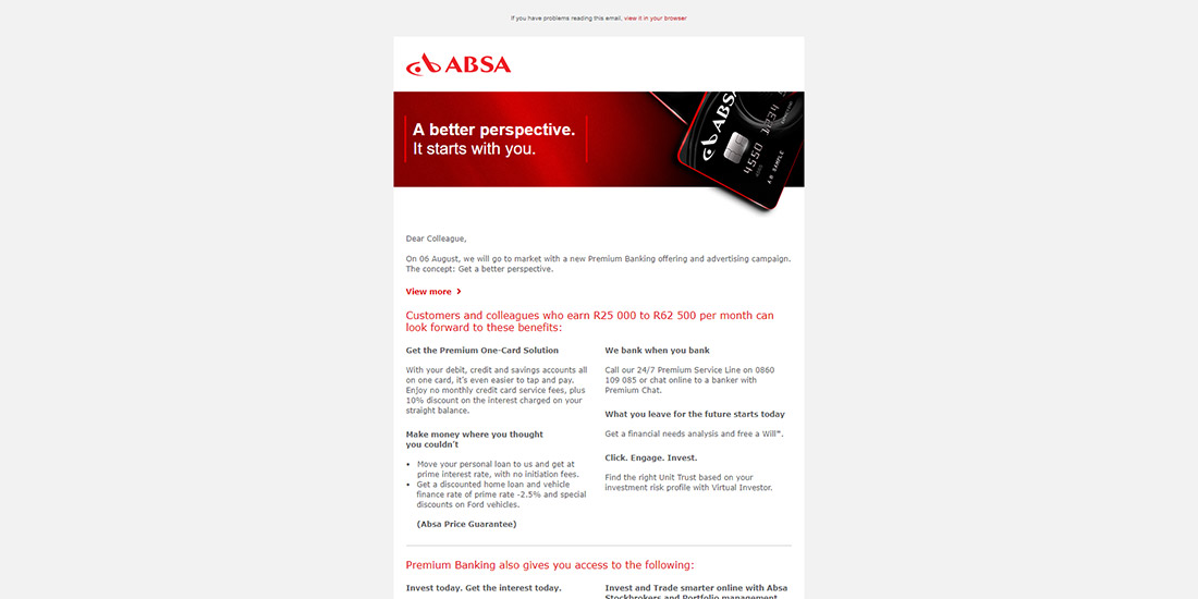 Absa Mailers - Set 1 | Internal Comms Launch Emailer - Top